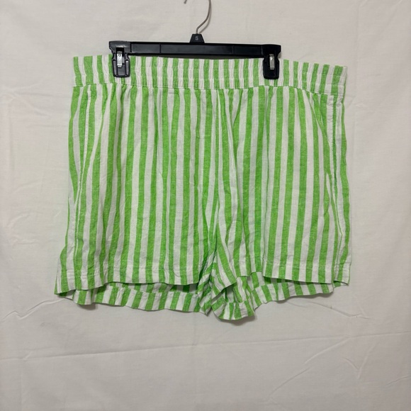 Old Navy women's high-waisted green/white linen-blend pull-on shorts - Picture 3 of 10